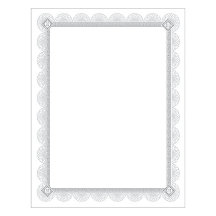 Premium Certificates, 8.5 X 11, White/silver With Spiro Silver Foil Border,15/pack