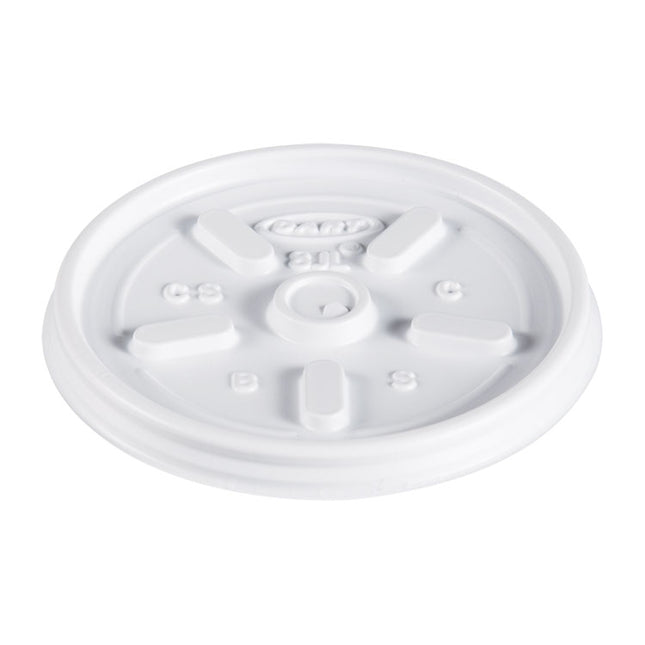 Plastic Lids, Vented, Fits 8 oz to 10 oz Hot/Cold Foam Cups, White, 100/Pack, 10 Packs/Carton