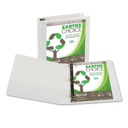 Earth's Choice Plant-Based D-Ring View Binder, 3 Rings, 1.5" Capacity, 11 x 8.5, White