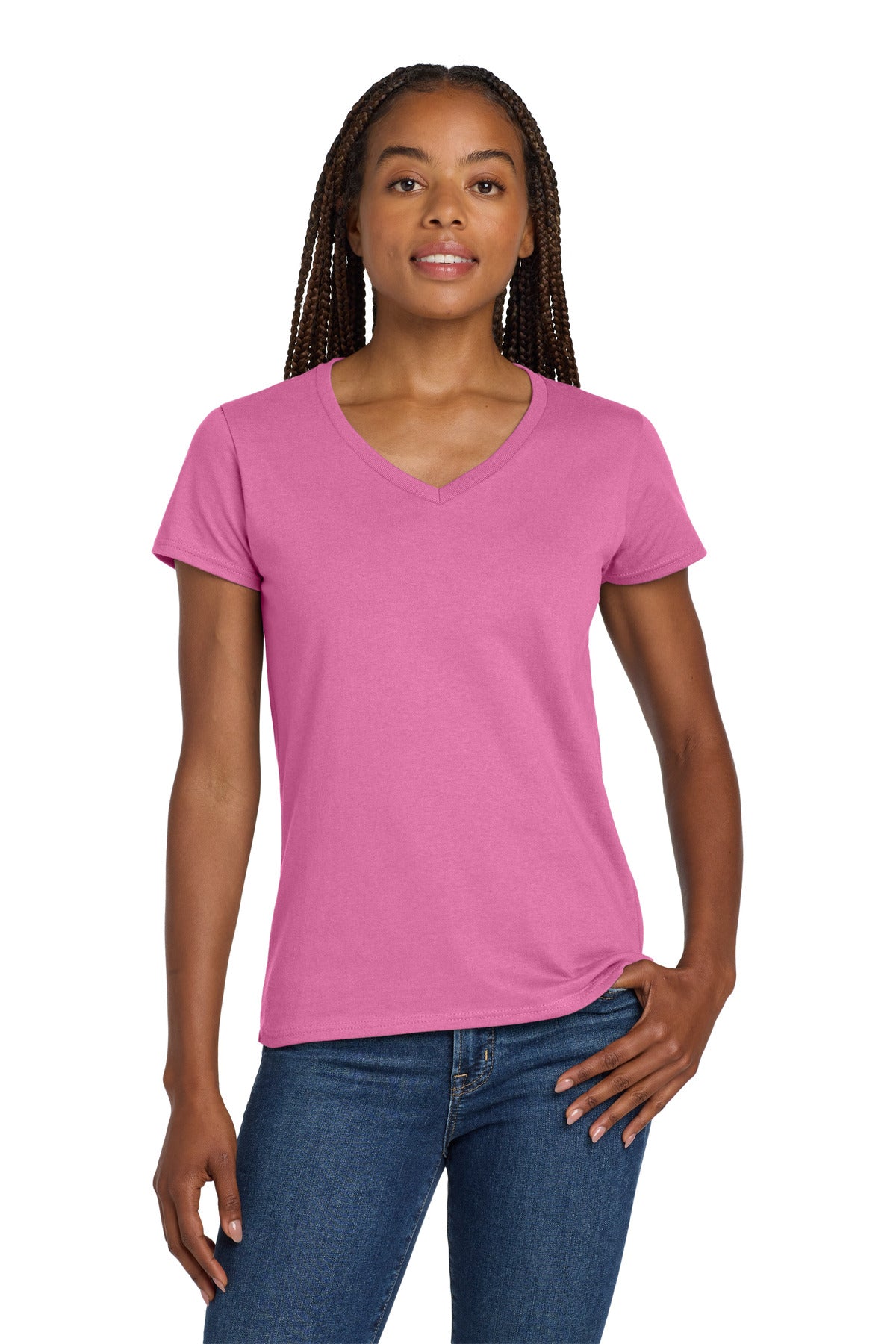 Gildan® Women's Heavy Cotton™ 100% Cotton V-Neck T-Shirt 5V00L