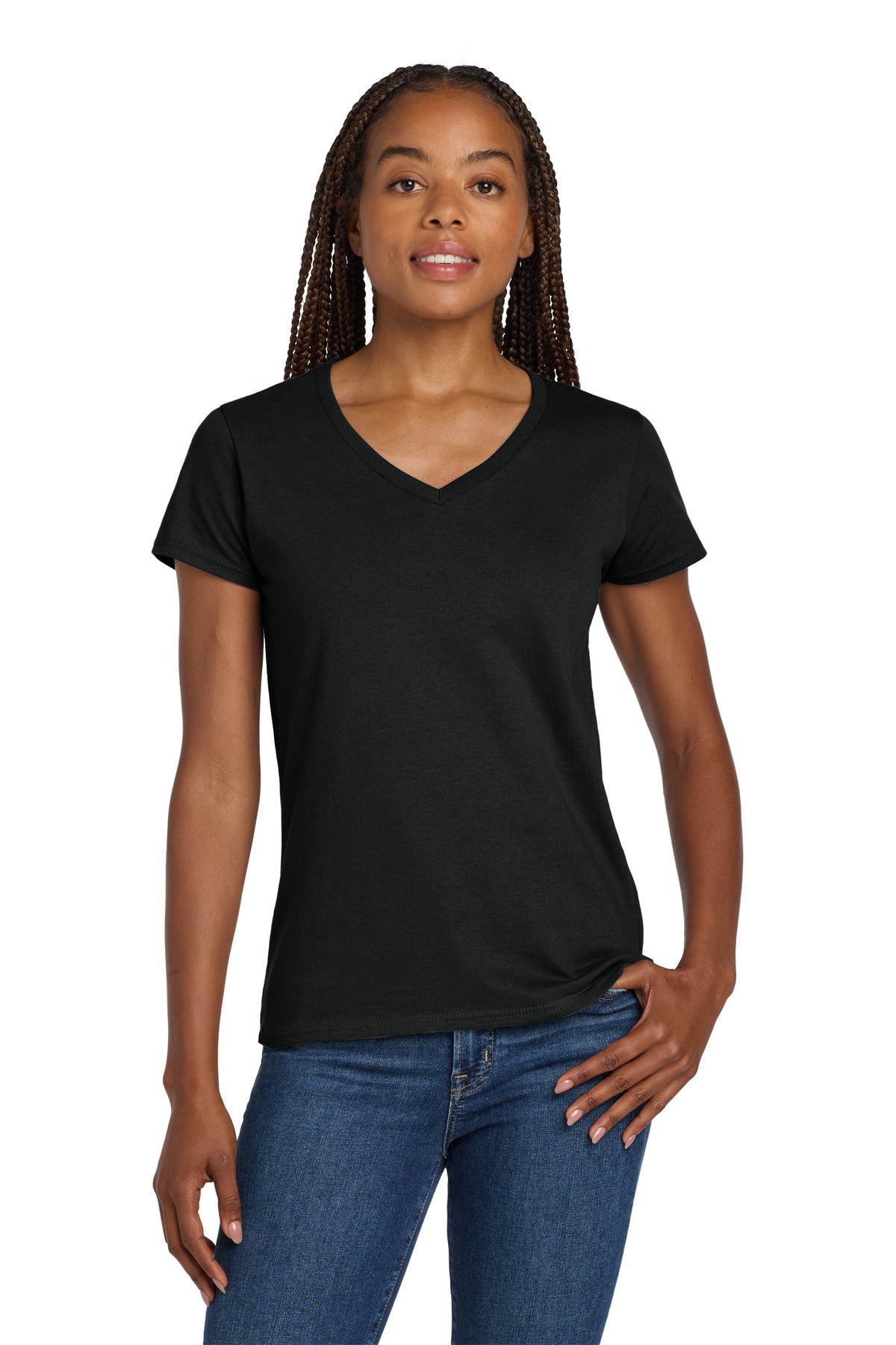 Gildan® Women's Heavy Cotton™ 100% Cotton V-Neck T-Shirt 5V00L