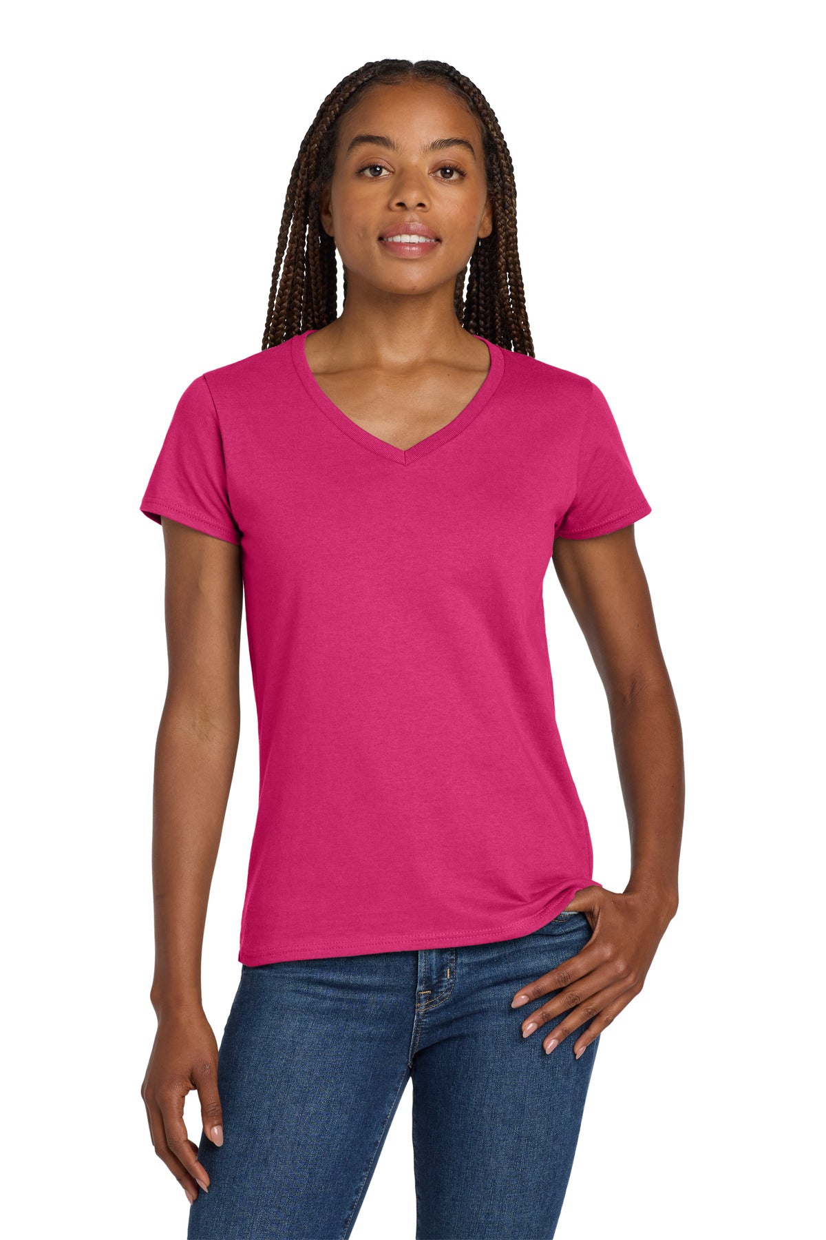 Gildan® Women's Heavy Cotton™ 100% Cotton V-Neck T-Shirt 5V00L