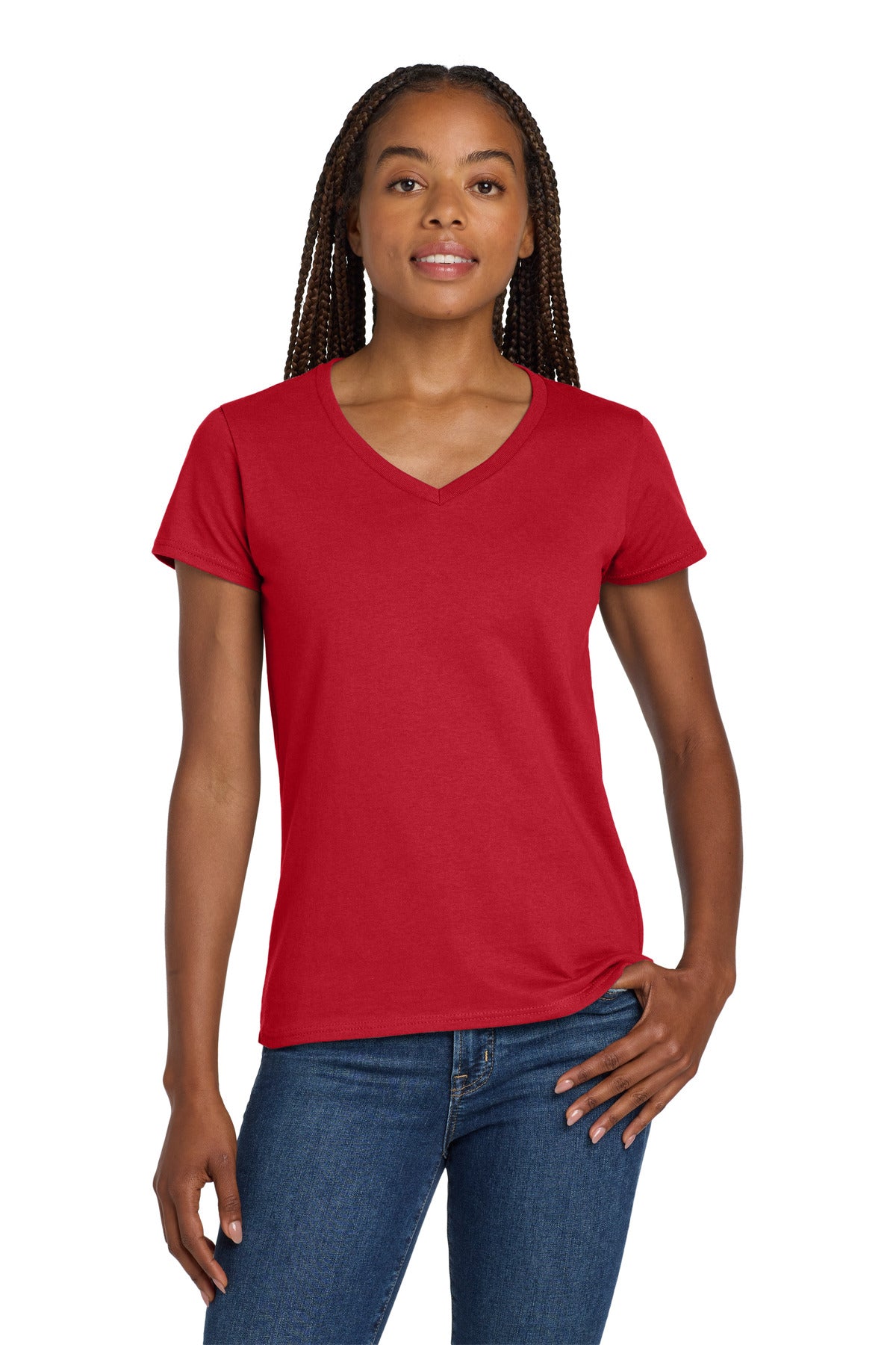 Gildan® Women's Heavy Cotton™ 100% Cotton V-Neck T-Shirt 5V00L