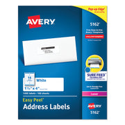 Easy Peel White Address Labels W/ Sure Feed Technology, Laser Printers, 1.33 X 4, White, 14/sheet, 100 Sheets/box