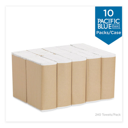 Pacific Blue Basic C-Fold Paper Towels, 1-Ply, 10.1 x 13.2, White, 240/Pack, 10 Packs/Carton