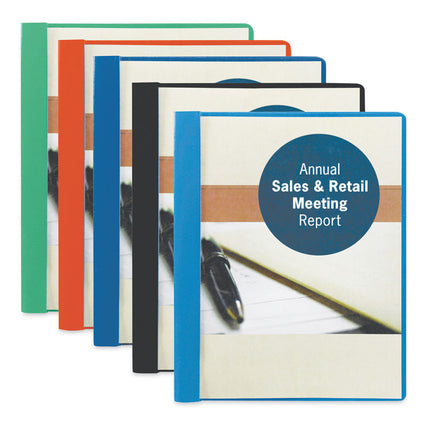 Poly Report Cover, Double-Prong Fastener, 0.5" Capacity, 8.5 X 11, Clear/black, 25/box