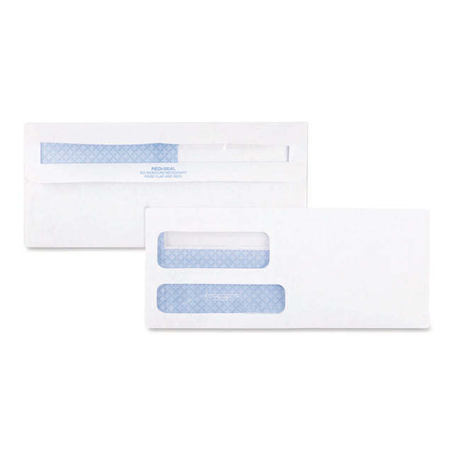 Double Window Redi-Seal Security-Tinted Envelope, #9, Commercial Flap, Redi-Seal Adhesive Closure, 3.88 x 8.88, White, 500/BX