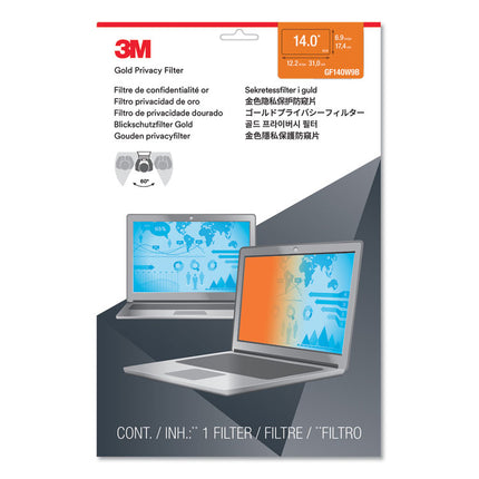 Gold Frameless Privacy Filter For 14" Widescreen Laptop, 16:9 Aspect Ratio