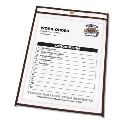 Shop Ticket Holders, Stitched, Both Sides Clear, 50 Sheets, 8.5 x 11, 25/Box