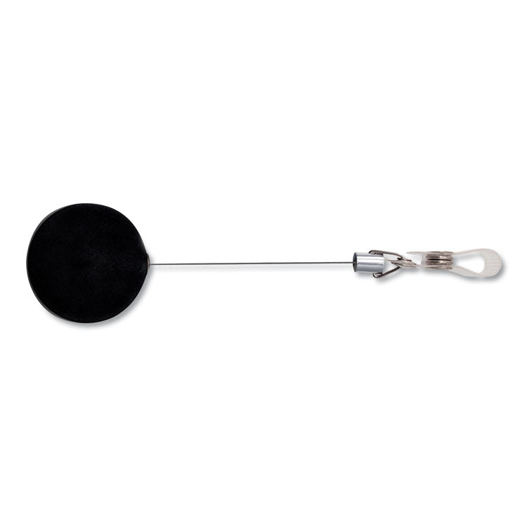 Premier Heavy-Duty Retractable ID Card Reel, 24" Extension, Black/Silver, 12/Box
