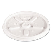 Plastic Lids for Foam Cups, Bowls and Containers, Vented, Fits 6 oz to 14 oz, White, 100/Pack, 10 Packs/Carton