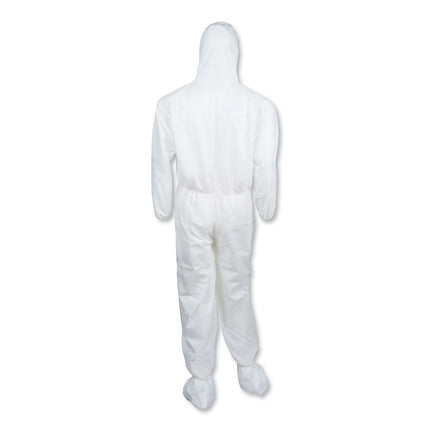 A30 Hood and Boots Splash/Particle Protection Coverall, 6X-Large, White, 21/Carton
