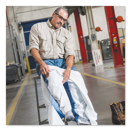 A40 Breathable Back Coveralls, 4X-Large, White/Blue, 25/Carton
