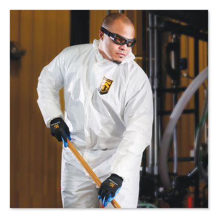 A80 Elastic-Cuff Hood and Boot Coveralls, Large, White, 12/Carton