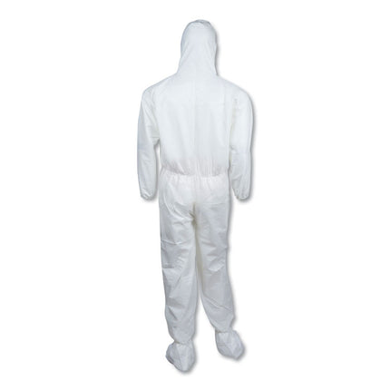 A30 Hood and Boots Splash/Particle Protection Coverall, 5X-Large, White, 25/Carton