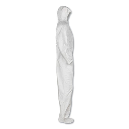 A20 Elastic Back and Ankle Hood and Boot Coveralls, X-Large, White, 24/Carton