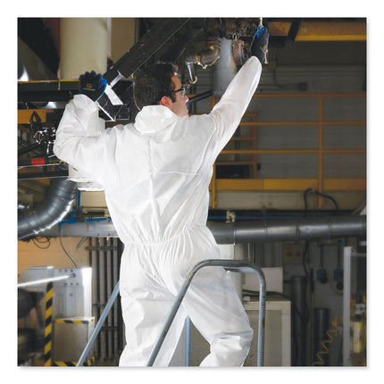 A30 Elastic-Back and Cuff Hooded Coveralls, 2X-Large, White, 25/Carton