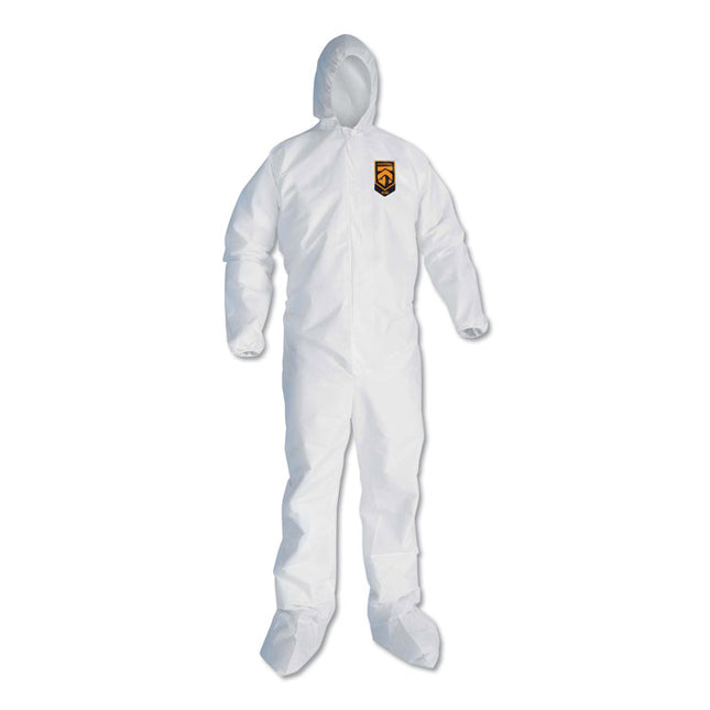 A30 Elastic Back and Cuff Hooded/Boots Coveralls, 2XL, White, 25/Carton