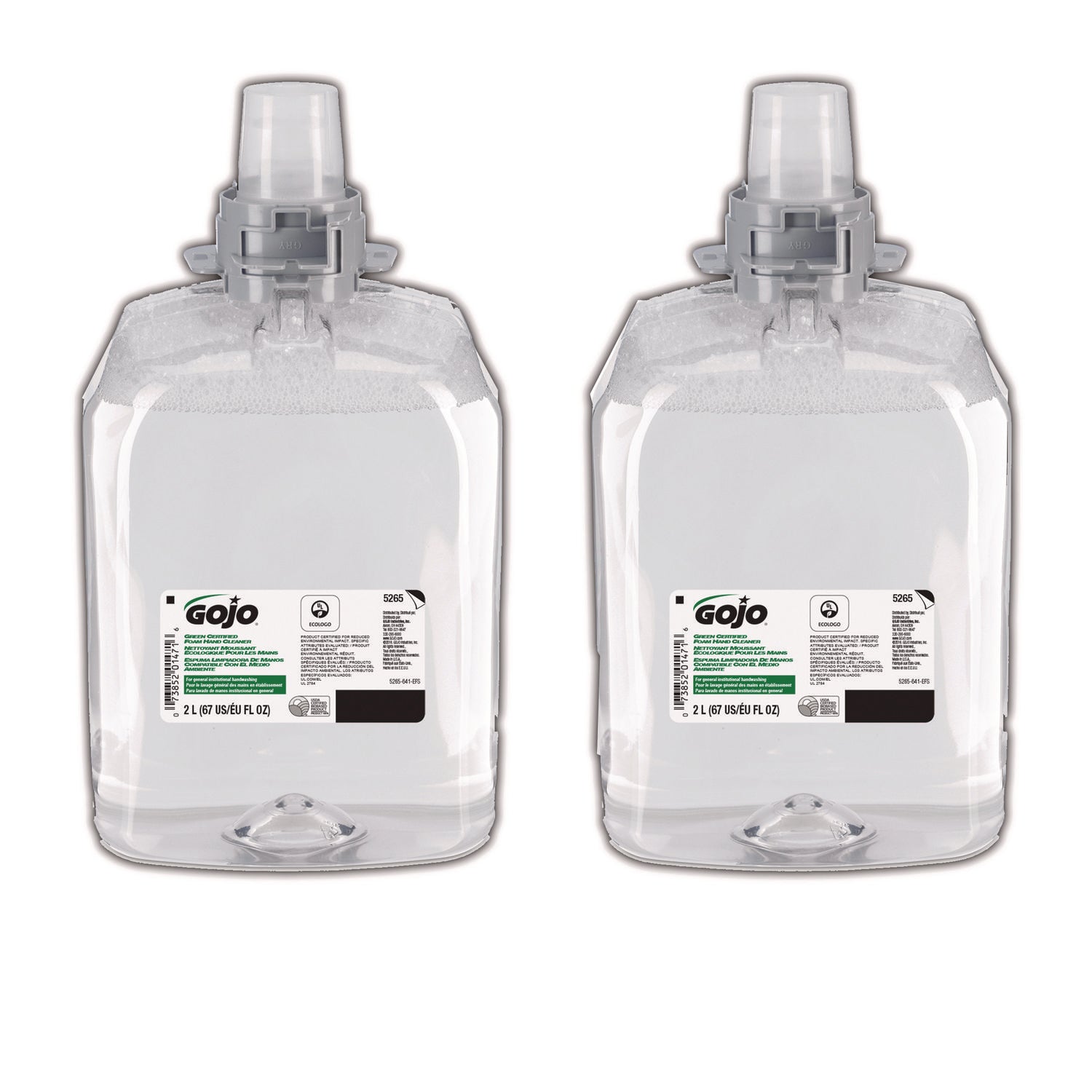 Green Certified Foam Hand Cleaner, Refill for GOJO FMX-20 Push-Style Dispenser, Unscented, 2,000 mL, 2/Carton