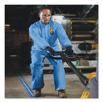 A60 Elastic-Cuff, Ankle and Back Coveralls, Large, Blue, 24/Carton
