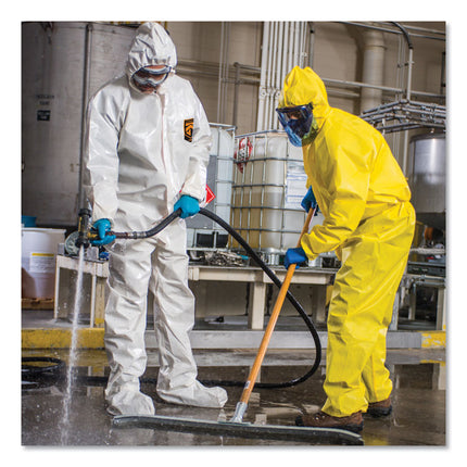A80 Coveralls with Head/Foot Covering, Saranex 23-P/Cloth, 4X-Large, White, 10/Carton