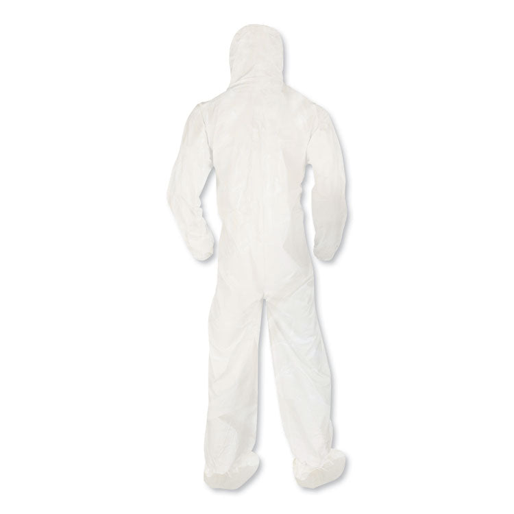 A80 Coveralls with Head/Foot Covering, Saranex 23-P/Cloth, 4X-Large, White, 10/Carton