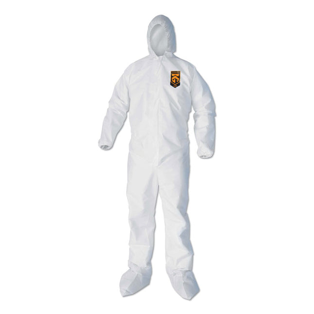 A40 Elastic-Cuff, Ankle, Hood And Boot Coveralls, Large, White, 25/carton