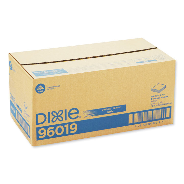 Beverage Napkins, Single-Ply, 9 1/2 x 9 1/2, White, 4,000/Carton