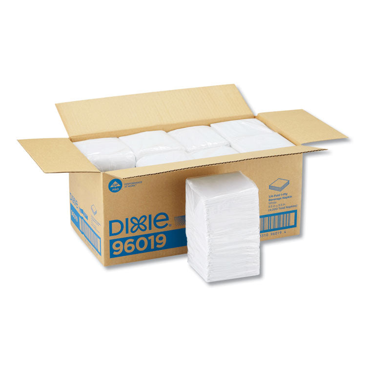 Beverage Napkins, Single-Ply, 9 1/2 x 9 1/2, White, 4,000/Carton