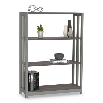 Trento Line Bookcase, Three-Shelf, 31.5w x 11.63d x 43.25h, Mocha