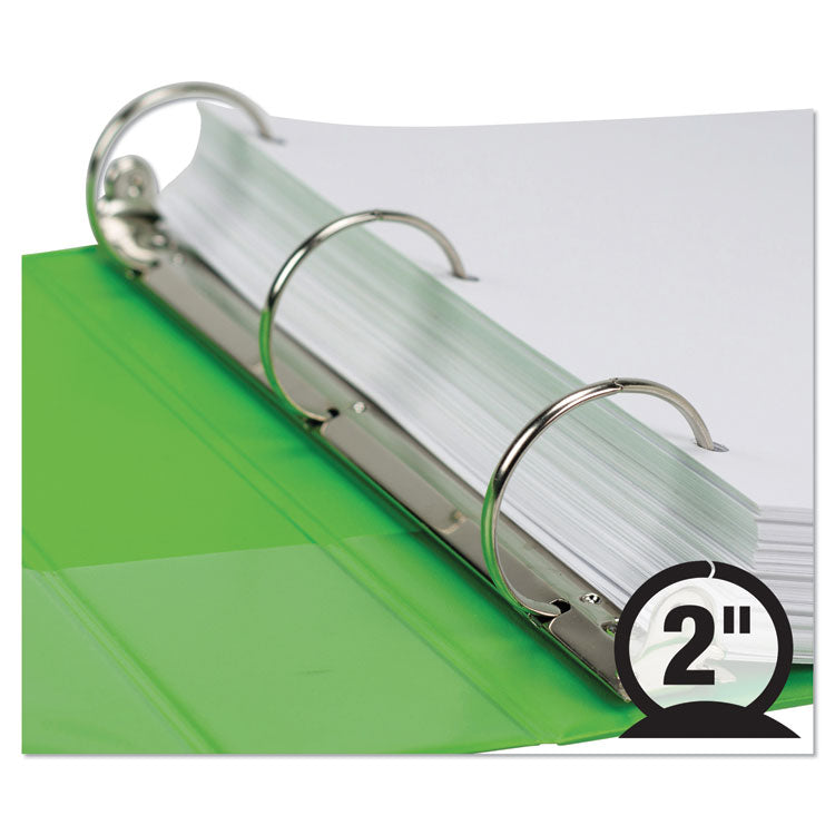 Earth's Choice Plant-Based Durable Fashion View Binder, 3 Rings, 2" Capacity, 11 x 8.5, Lime, 2/Pack