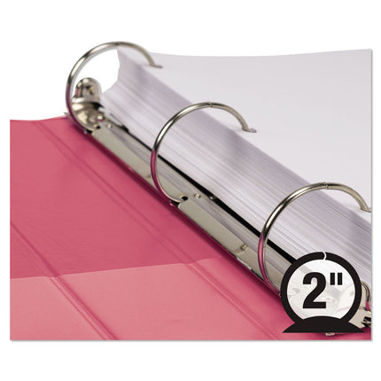 Earth's Choice Plant-Based Durable Fashion View Binder, 3 Rings, 2" Capacity, 11 x 8.5, Berry, 2/Pack