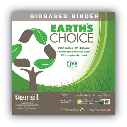 Earth's Choice Plant-Based Round Ring View Binder, 3 Rings, 1.5" Capacity, 11 x 8.5, White