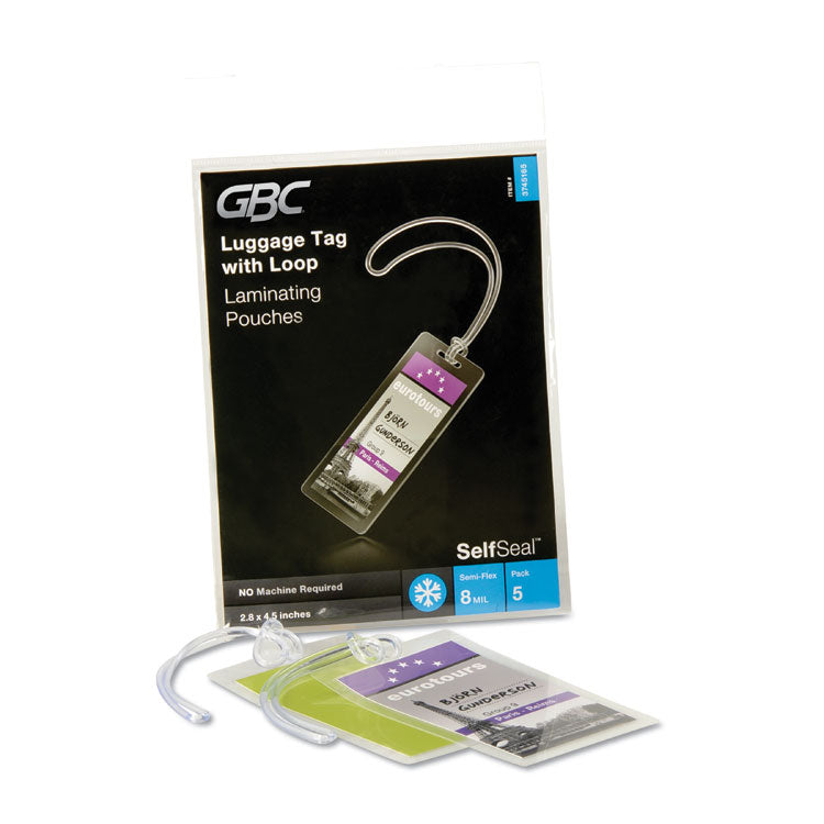 Selfseal Self-Adhesive Laminating Pouches And Single-Sided Sheets, 8 Mil, 2.88" X 4.63", Gloss Clear, 5/pack