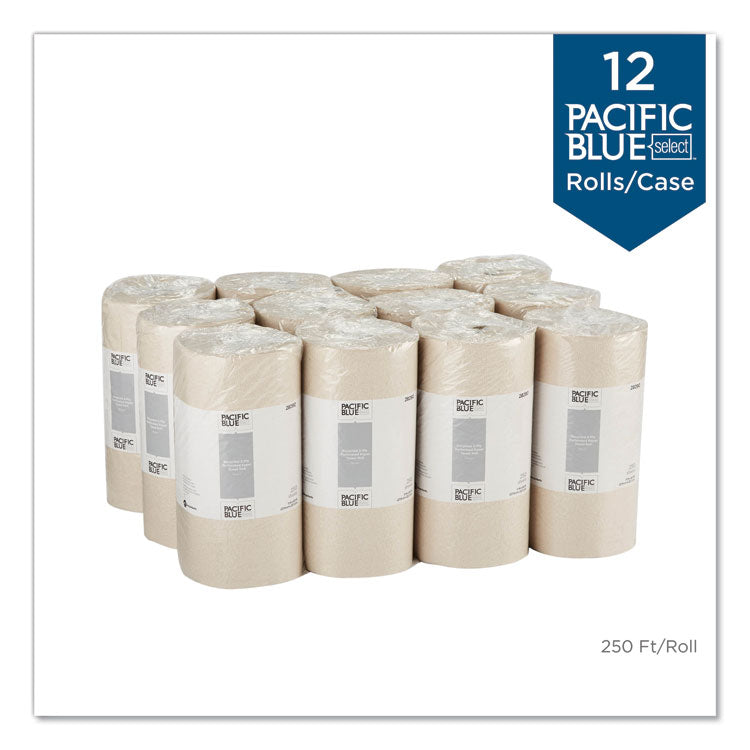 Pacific Blue Basic Jumbo Perforated Kitchen Roll Paper Towels, 2-Ply, 11 x 8.8, Brown, 250/Roll, 12 Rolls/Carton