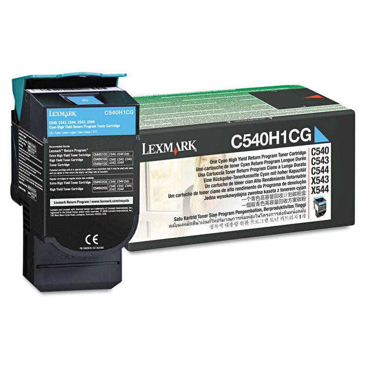 C540h1cg Return Program High-Yield Toner, 2,000 Page-Yield, Cyan
