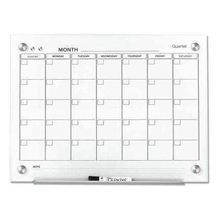 Infinity Magnetic Glass Calendar Board, Monthly Planning/Scheduling, 24" x 18", White Surface