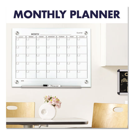 Infinity Magnetic Glass Calendar Board, Monthly Planning/Scheduling, 24" x 18", White Surface