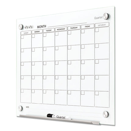 Infinity Magnetic Glass Calendar Board, Monthly Planning/Scheduling, 24" x 18", White Surface