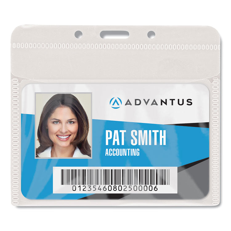 PVC-Free Badge Holders, Horizontal, Clear 4.5" x 4" Holder, 4.13" x 3.25" Insert, 50/Pack