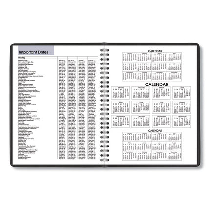 DayMinder Monthly Planner with Notes Column, Ruled Blocks, 8.75 x 7, Black Cover, 12-Month (Jan to Dec): 2025