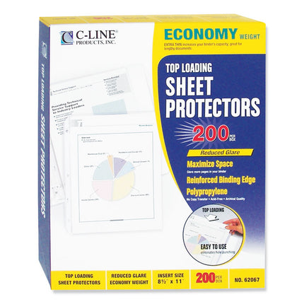 Economy Weight Poly Sheet Protectors, Reduced Glare, 2", 11 x 8.5, 200/Box