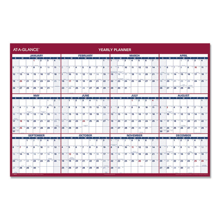 Erasable Vertical/Horizontal Wall Planner, 32 x 48, White/Blue/Red Sheets, 12-Month (Jan to Dec): 2025