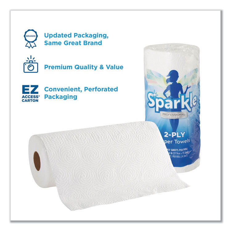 Sparkle ps Premium Perforated Paper Kitchen Towel Roll, 2-Ply, 11 x 8.8, White, 85/Roll, 15 Rolls/Carton