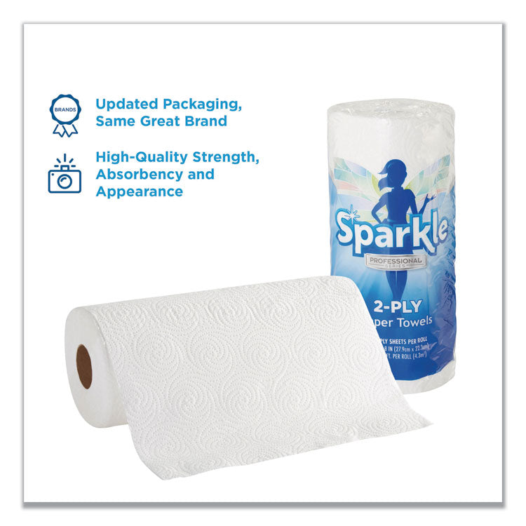 Sparkle ps Premium Perforated Paper Kitchen Towel Roll, 2-Ply, 11 x 8.8, White, 70 Sheets, 30 Rolls/Carton