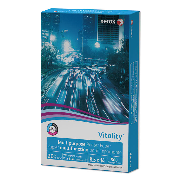 Vitality Multipurpose Print Paper, 92 Bright, 20 lb Bond Weight, 8.5 x 14, White, 500/Ream