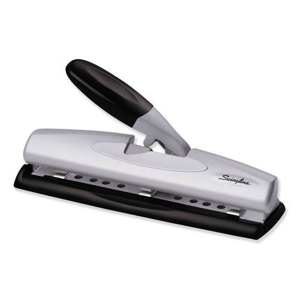 12-Sheet Lighttouch Desktop Two- To Three-Hole Punch, 9/32" Holes, Black/silver
