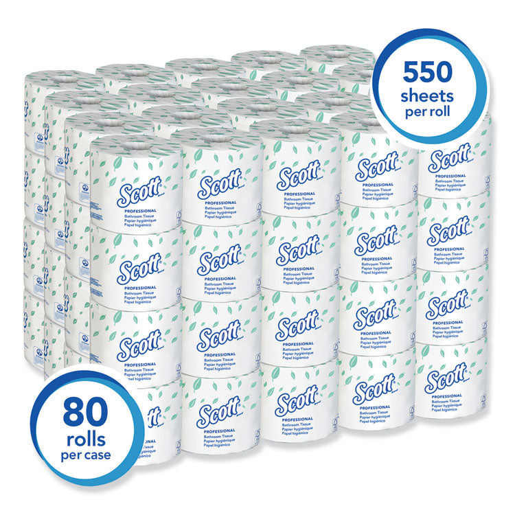 Essential Standard Roll Bathroom Tissue for Business, Septic Safe, 2-Ply, White, 550 Sheets/Roll