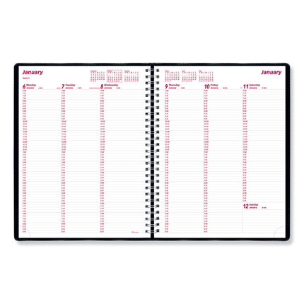 Essential Collection Weekly Appointment Book in Columnar Format, 11 x 8.5, Black Cover, 12-Month (Jan to Dec): 2025