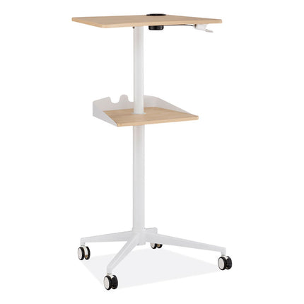 VUM Mobile Workstation, 25.25" x 19.75" x 35.5" to 47.75", Natural/White